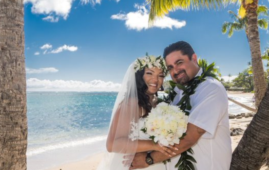 Happy couple on beach